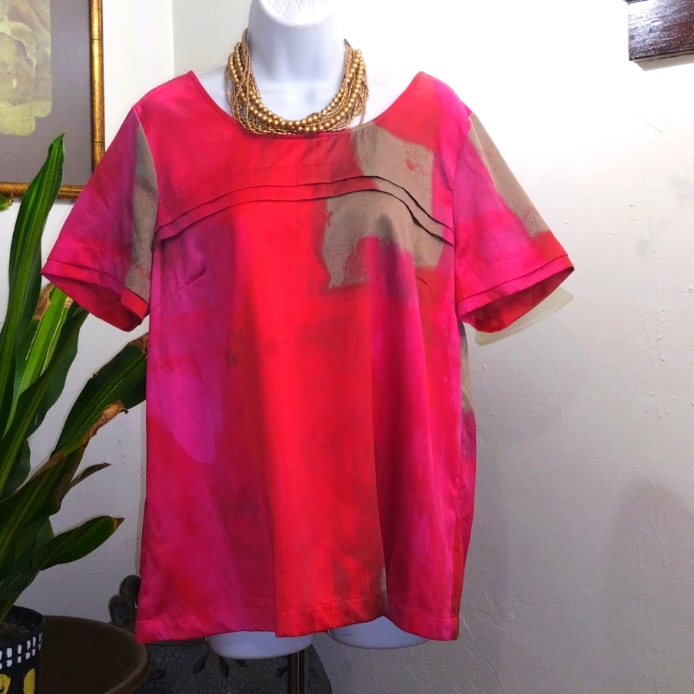 DKNY artistry brush stroke blouse shirt top
